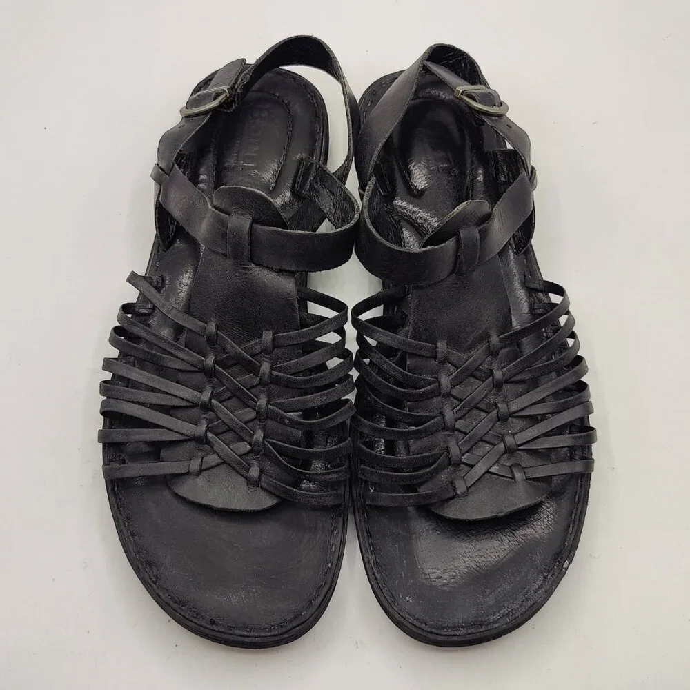 BORN womens 8.5M Santiam Huarache Black Strappy Leather Sandal - Picture 11 of 11